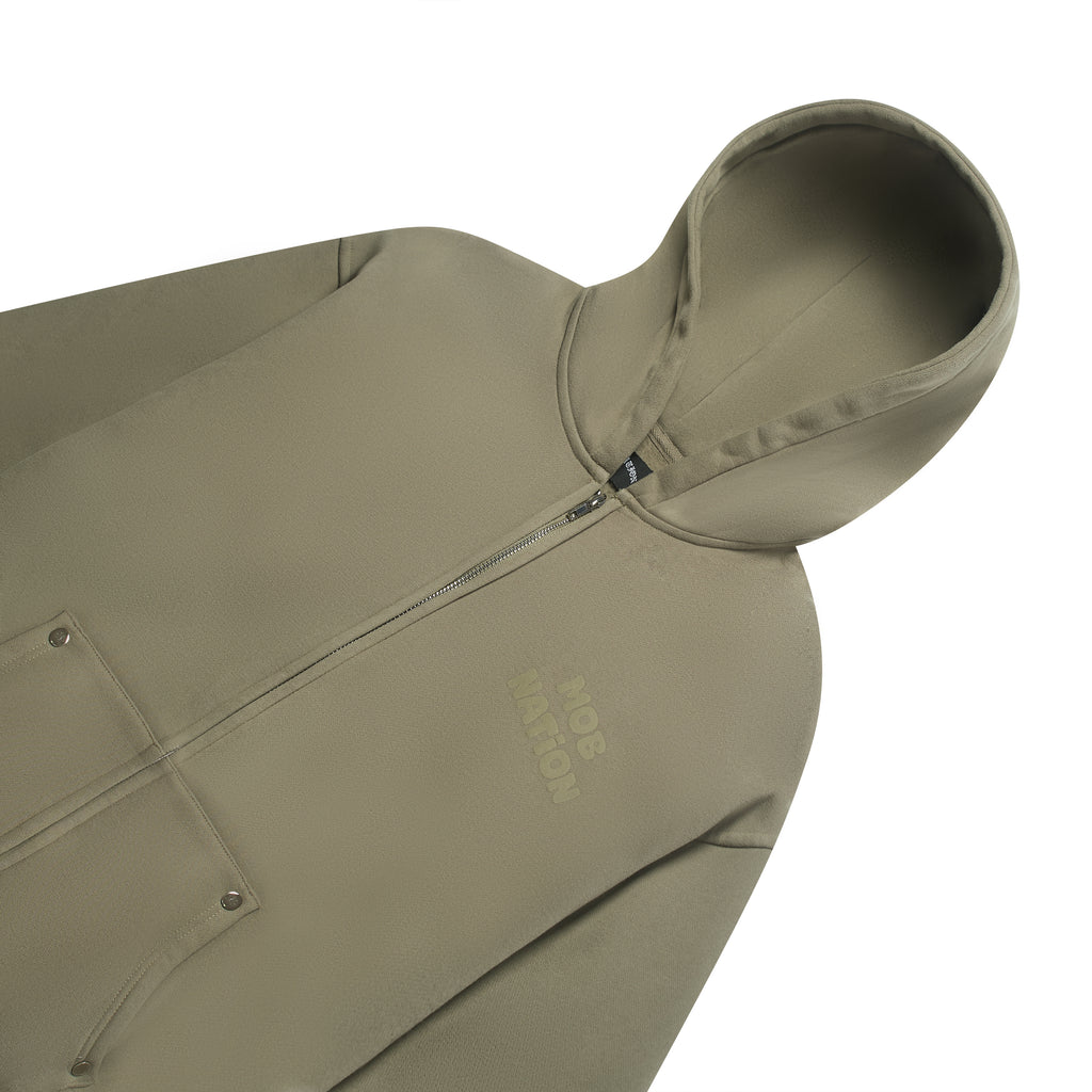 KHAKI RIVET ZIP UP