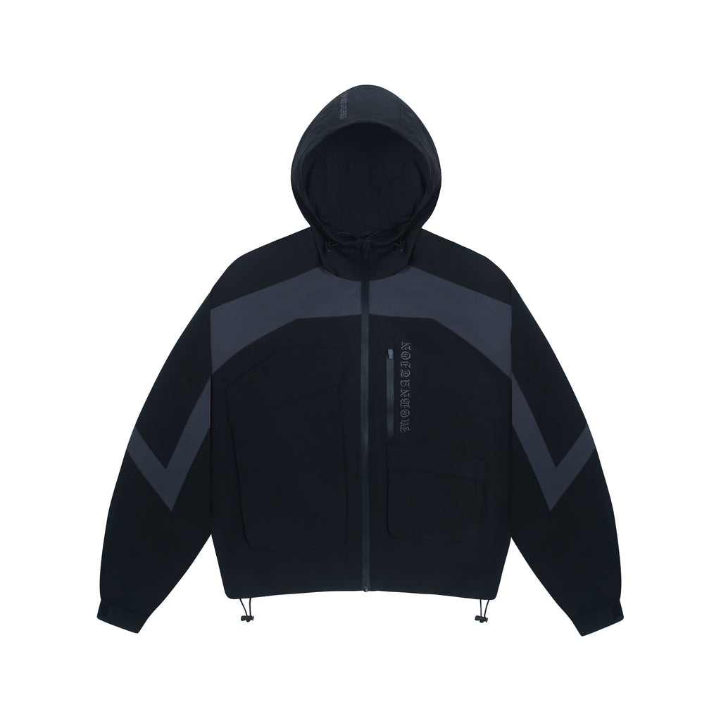 BLACK TECHNICAL WINDBREAKER