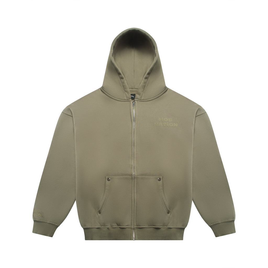 KHAKI RIVET ZIP UP
